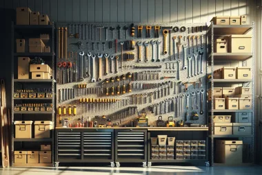Pegboard Shelving in Garage