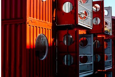 Container garage made from shipping containers