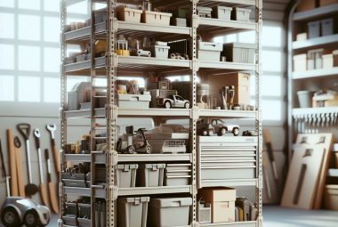 Garage Plastic Shelving with tools