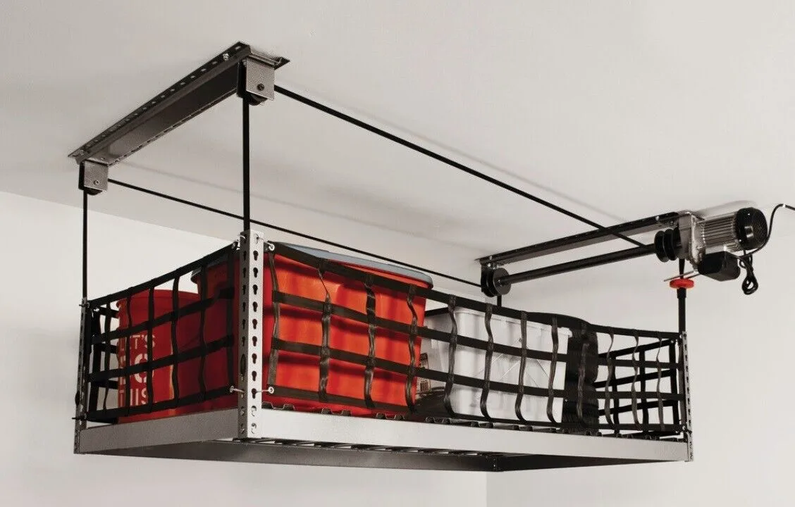 Motorized Overhead Garage Storage Rack Setup & Installation Guide ...